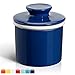 Sweese French Butter Dish with Lid - Butter Crock for Counter with Water Line for Spreadable Butter - No More Hard Butter - Navy