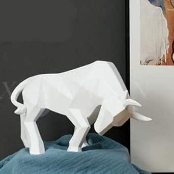 Estatua de vaca geométrica abstracta de toro negro para decoración del