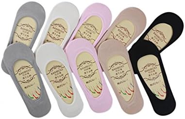 10 Pairs Colorful No Show Socks Low Cut Thin Bamboo Fiber Non Slip Flat Boat Line for Women