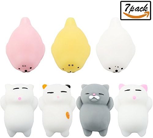 JBENG 7 Pcs Squishy Toy Animals Mini Kawaii Reduce Stress Toys Squishy Seal And Cat Healing Toys Slow Rising Squishies For Kids Adults Reduce Stress