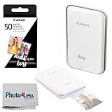 Canon IVY Mini Mobile Photo Printer (Rose Gold) - ZINK Zero Ink Printing Technology – Wireless/Bluetooth + Canon 2 x 3 ZINK Photo Paper Pack (50 Sheets) + Photo4Less Cleaning Cloth – Deluxe Bundle