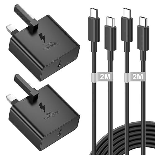 Fast Charger USB C Plug and Cable, 2Pack 25W USB C Fast Charger with 2M USB c Charging Cable for Samsung Galaxy S26/S26+/S26 Ultra/S25/S25 Ultra/S24/S24 Ultra/S23/S22/A55/A54/A53/A35/A25/A16