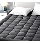 EASELAND Matelas Pad 300TC Housse Coton Garnissage Microfibre Blanc King - Doux Et Respirant