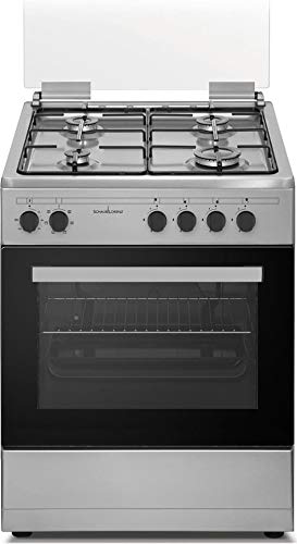 Cucina A Gas Con Forno Elettrico Ventilato Multifunzione Con Grill 60x60 Cm Inox