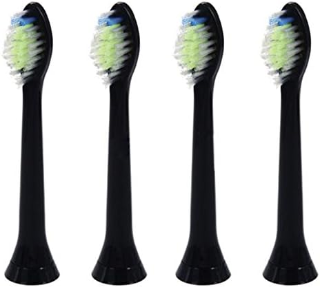 Washhut Black Standard Replacement Toothbrush Heads(4 pcs) HX6064 for Philips Sonicare Diamondclean FlexCare HealthyWhite EasyClean