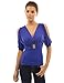 PattyBoutik Women's V Neck Cut Out Shoulder Short Sleeve Blouse