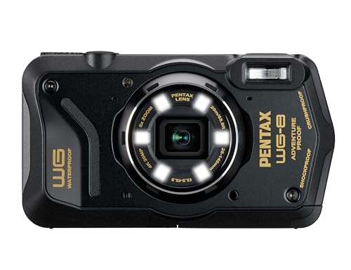 PENTAX WG-8 Black All-Weather Adventure Camera, Featuring Outstanding Waterproof, dustproof, Shock-Resistant Performance, Multi-Application Ring Light for Macro Photography and Webcam Function