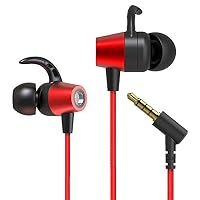 RG51TQ61b Noise Isolating in Ear Headphones, Sports HiFi Sound 3.5mm Wired Earphones Headset with Microphone for Running Gaming Red