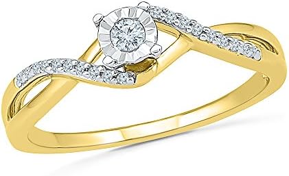 Love Forever - Beautiful Promise Ring For Her With 10K Yellow Gold And Solitaire Diamond (0.12 CTTW)