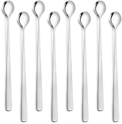Long Handle Spoons Stainless Steel Ice Cream Spoons Coffee Dessert Spoons Set Cocktail Stirring Spoons set of 8 -By Colefour