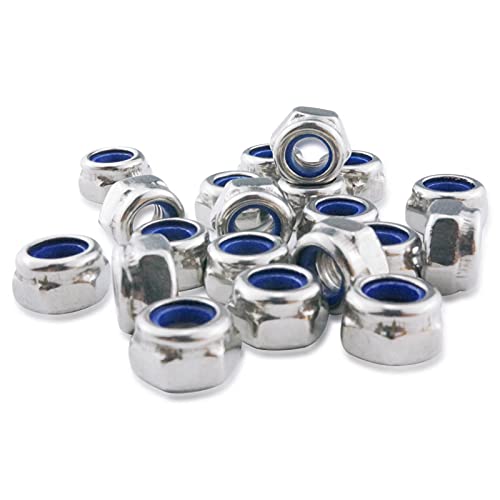 M6 Nyloc Nuts DIN 985 A2 304 Stainless Steel Hex Nuts, Nylon Insert Lock Nuts, Self-Locking Nut for Bolts & Screws,
