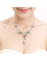 Glamorousky Colorida Flor y mariposa, Tiny Collar con Colgante Multicolor Elemento Cristales de Austria (986)