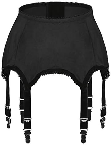 Slocyclub Women Stretchy Garter Belt with Adjustable 6 Straps for Suspender Belt Lingerie High Stockings(Black,XXL)
