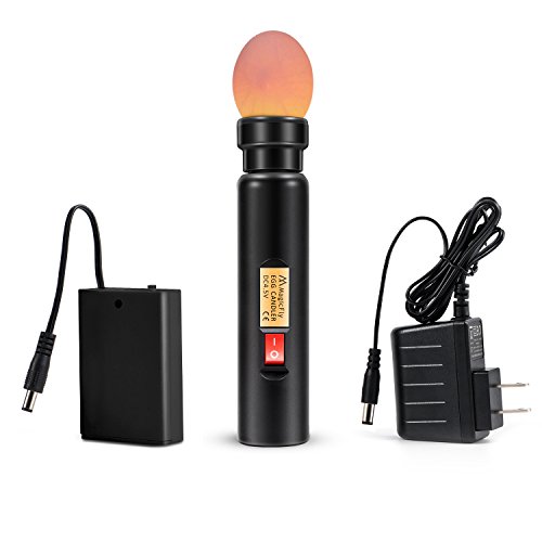 Magicfly Battery Operated Egg Candler Tester,Bright Cool LED Light Candling Lamp,Support Power Supply and Battery(Not Included) Power - Incubator Warehouse Exclusive