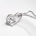 Merdia 925 Sterling Silver Necklace with AAA Cubic Zirconia Heart to Heart Pendant 18