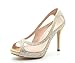 TOETOS BARBARA-58 Women's Wedding Party Open Toe High Heel Rhinestones Elegant Peep Toe Pumps Shoes