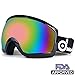 Odoland General OTG Ski Goggles for Adult, Double Anti-Fog Lenses with UV400 Protection, S2 Goggles for Snowboarding Skating Sledding, Black