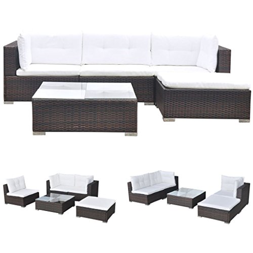 vidaXL Gartenmöbel 14-TLG. Poly Rattan Sofa Lounge Sitzgruppe Gartengarnitur