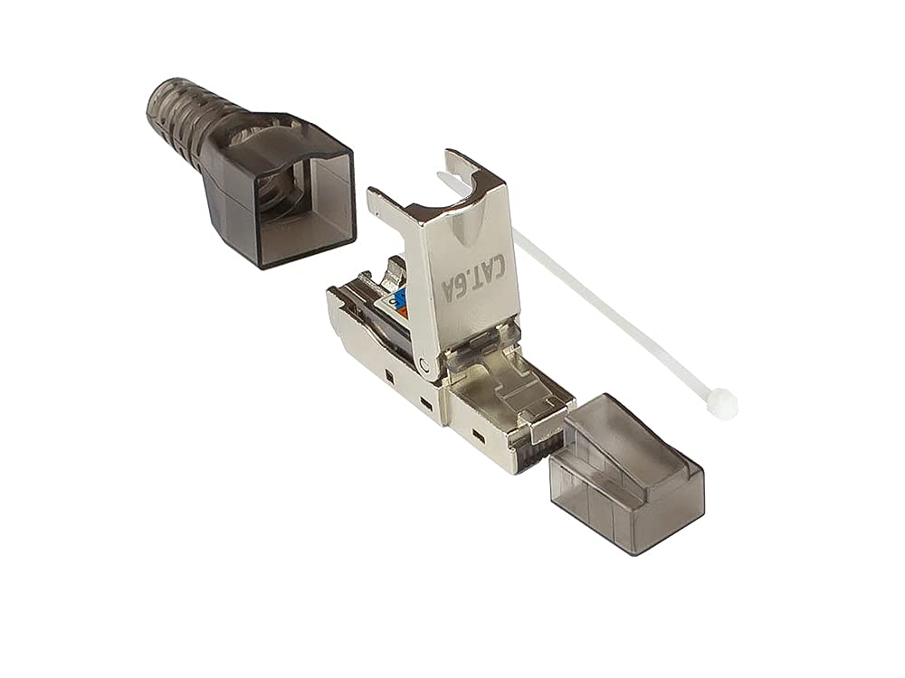 Good Connections Network Connector - Cat. 6A / 500 MHz / 10 Gigabit Capable - Tool-/Field-Assembled RJ45 Connector for Installation and Patch Cable - STP Shielded - Metal