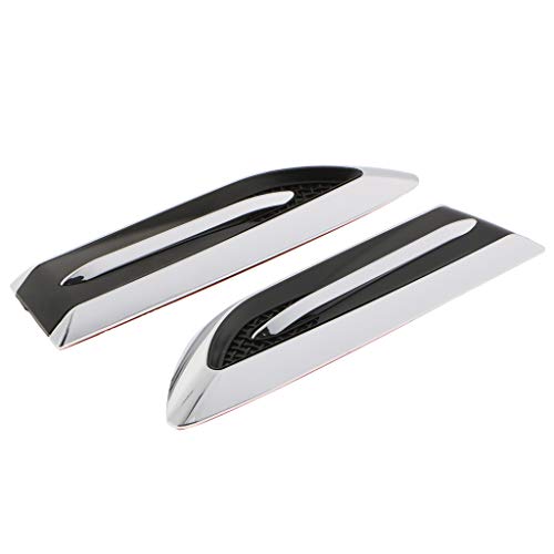 B Blesiya 2x Custom Chrome Plated & Black Decorative Air Flow Intake Turbo Bonnet Hood Side Vent Cover Car SUV Truck