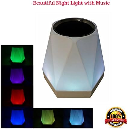 Wireless Speaker Multicolor Dimmable Atmosphere Night Light for All Smart Phones, Hands-Free Smart Touch 7 Colors LED Mood Lamp and Music Player, AUX Portable with FM Radio, Support TF Card
