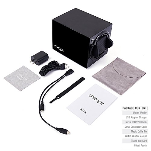 Cheopz Black USB Single Watch Winder Box for Automatic Watch Dual Powered by Batteries & USB