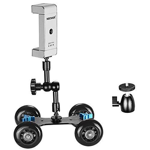 Neewer Camera Dolly Kit for DSLRs, Includes Mobile Rolling Sliding Dolly Stabilizer Skater Slider, 7 inches Adjustable Friction Magic Arm, Mini Hot Shoe Ball Head, Easy-Adjust Smartphone Tripod Holder