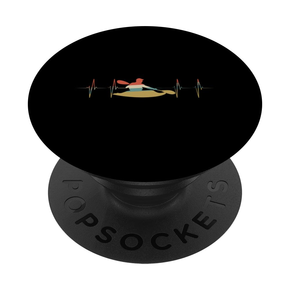 Playboating Heartbeat Retro ECG EKG Kayaker PopSockets Swappable PopGrip