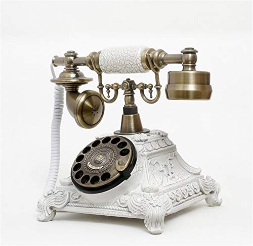 XICHEN Resin Imitation Copper Vintage Style Rotary Retro Old Fashioned Rotary Dial Home and Office Telephone Classic White