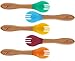 Avanchy Bamboo & Silicone Infant Training Spoons, BPA Free - Soft Tip, Easy on Gums, First Stage Feeding Utensils for Baby-Led Weaning, Self-Feeding, 5 Spoons + 5 Forks