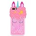 Mulafnxal Quicksand Unicorn Case for iPhone 7 8 Plus +,Soft Silicone 3D Cartoon Animal Cover,Kids Girls Cute Cool Bling Glitter Rubber Kawaii Character Fashion Cases Skin Protector for iPhone7 8Plus