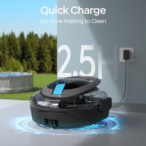 S2 Cordless Pool Vacuum Robot with Strong Suction Motor, Upgraded Filtration, Pool Vacuum for Above-Ground & Flat Pools, Automatic Parking, Raven Black