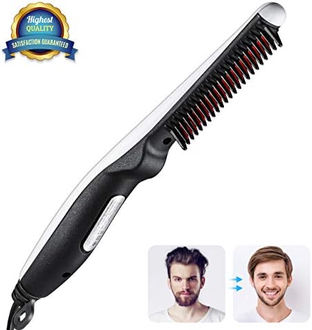 Beard Straightener Brush, Men's Electric Quick Hair Straightening Comb Massage Comb Curler, Flexible Modeling Beard Care, Ceramic Anti-Scald Curling Iron Comb for All Hair Type For Men