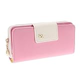 Augur Women's Multi-card Position Two Fold Purse Long Zipper Wallet Handbag handbag Pink