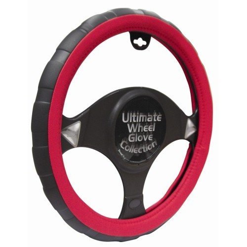Ultimate Black & Red Leather & Fabric Car Steering Wheel Cover Amazon