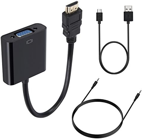Wowfashions Gold-Plated 1080P Active HDMI to VGA Adapter with Audio &amp; Mirco USB Charging Cable Video Converter Male to Female Plug and Play for PC/HDTV/PS3/DVD/Ultrabooks/Tablets/Cameras