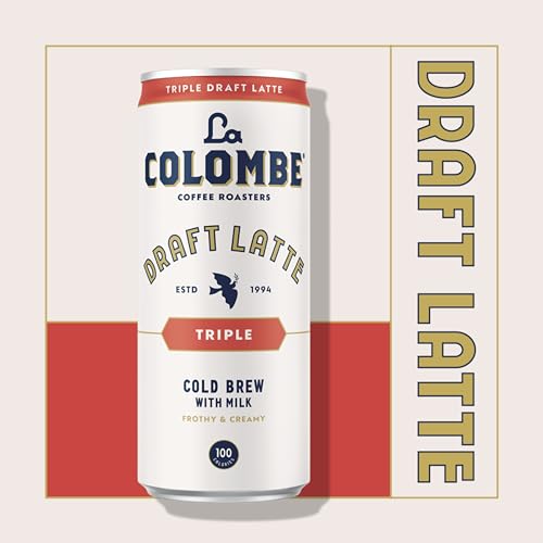 LA COLOMBE TRIPLE DRAFT LATTE – 9 FL. OZ. 4 PACK – 100% ARABICA, SINGLE-ORIGIN, BRAZILIAN COLD BREW COFFEE WITH LACTOSE-FREE FOAMY MILK, PREMIUM COFFEE ON THE GO, 175MG NATURAL CAFFEINE