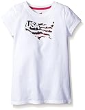Hanes Big Girls Short Sleeve Graphic Tee, White/USA Flag, Large