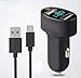 Digital Display Car Charger Data Cables Quick Charge 3.0 for Motorola Droid Z / Z Force / Z Play / LG G5 / Google Pixel / Pixel XL / Nexus 6P / Nexus 5X USB C Type C Cord - 3 Feet