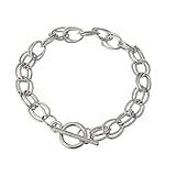 RUBYCA 20Pcs Toggle Clasp Silver Color Charm Rolo Bracelet Double Oval Link Chain 20cm DIY Jewelry