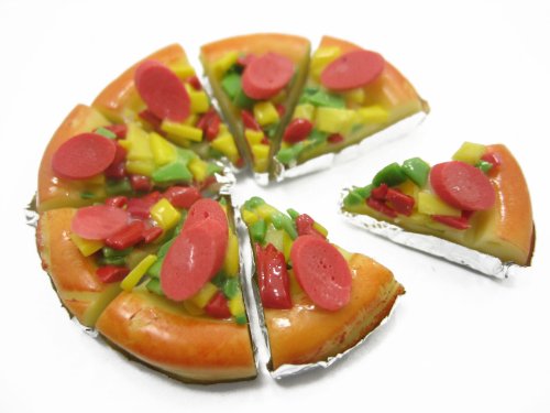 DollsHouse Miniatures Food Mixed Sausage Pizza Pan 8 Cuts Slices Deco 10445