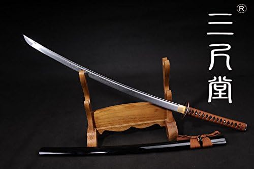 Japanese Samurai Sword Katana Oil Quenched Damascus Folded Steel Full Tang Blade Very Sharp Battle Ready Can Cut Trees