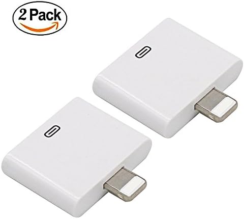 2 Pack 8 Pin to 30 Pin Adapter, Lightning 8-Pin Male to 30-Pin Female Charging Adapter Converter for iPhone 7, 7 Plus, 6S, 6S Plug, 5S, 5C, iPad (White)