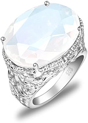 Artistic Oval Shape Fire Moonstone Gems Silver Plated Rings