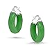 Medium Size Enhanced Gemstone Green Jade Round Tube Hoop Earrings Western Jewelry For Women Teen .925 Sterling Silver .75 Inch Diameter