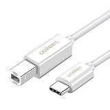 UGREEN USB C Printer Cable, USB Type C to USB 2.0 Type B Printer Scanner Cable Cord High Speed for Brother, HP, Canon, Lexmark, Epson, Dell, Xerox, Samsung etc and Piano, DAC (3FT, White)