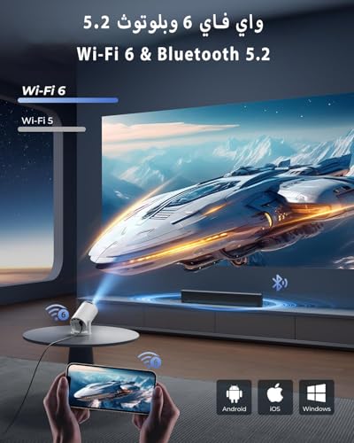 New Upgraded HY300 Pro+ Mini Projector with WiFi and Bluetooth Built in Apps, Smart Portable Projector with 180° Rotation, Auto Keystone, Support 4K, Compatible with HDMI/USB/TV Stick/phone/Laptop