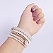 RareLove Bohemian White Beaded Bracelet Stretch Wrap Bangle With Charms Shells Round Layered