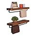 DAKODA LOVE - Rustic Luxe Towel Holder Floating Shelves (Set of 2) USA Handmade, Pine Wood (4H x 24W x 5.5D, Walnut)