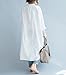 Yesno QE2 Women Long Button-Down Shirts Dress Casual Maxi Loose Hi-Low 100% Cotton,One Size,White,One Size,White